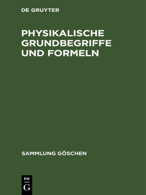 cover image of Physikalische Grundbegriffe und Formeln